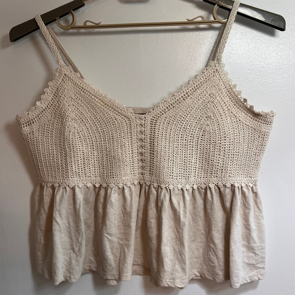 Old Navy Crochet Lace Babydoll Tank Top XXL Tall Boho Cottagecore 100% Cotton